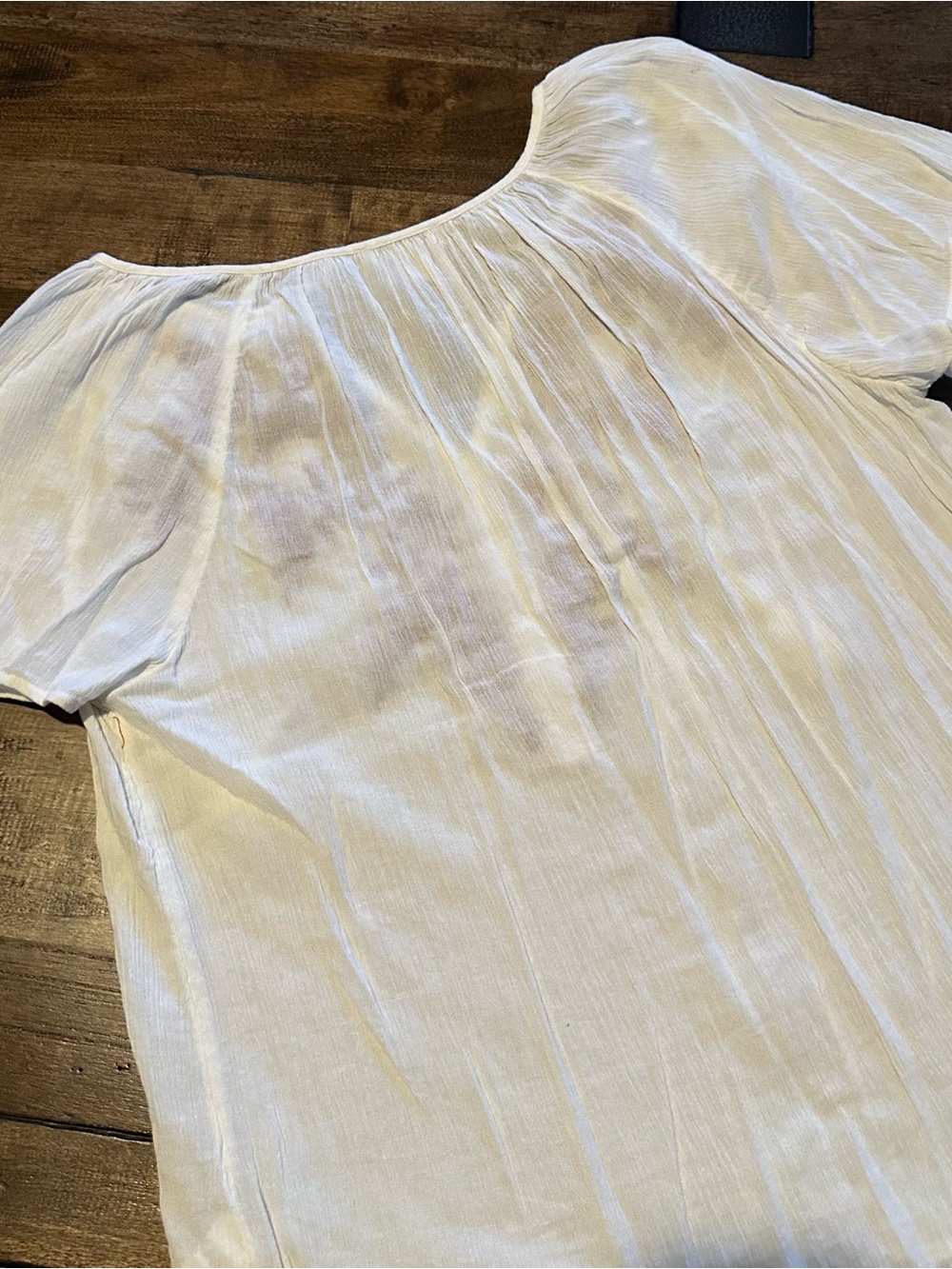 Lucky Brand White Peasant Top with Red Floral Embroidery - Picture 3 of 5